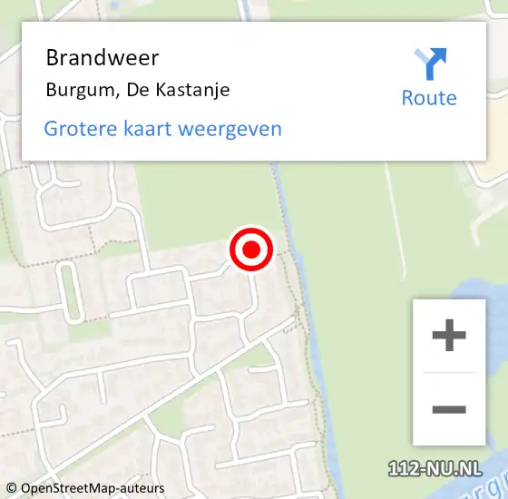 Locatie op kaart van de 112 melding: Brandweer Burgum, De Kastanje op 27 januari 2023 16:34