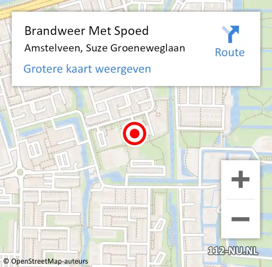 Locatie op kaart van de 112 melding: Brandweer Met Spoed Naar Amstelveen, Suze Groeneweglaan op 27 januari 2023 17:33