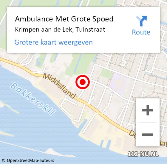 Locatie op kaart van de 112 melding: Ambulance Met Grote Spoed Naar Krimpen aan de Lek, Tuinstraat op 27 januari 2023 18:47