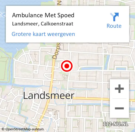 Locatie op kaart van de 112 melding: Ambulance Met Spoed Naar Landsmeer, Calkoenstraat op 27 januari 2023 19:02