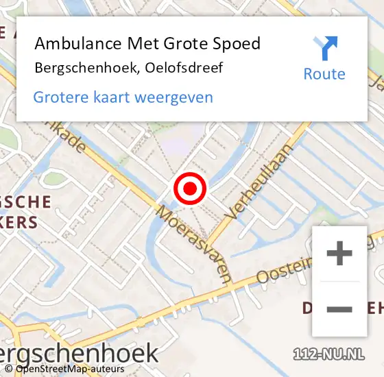 Locatie op kaart van de 112 melding: Ambulance Met Grote Spoed Naar Bergschenhoek, Oelofsdreef op 27 januari 2023 19:29
