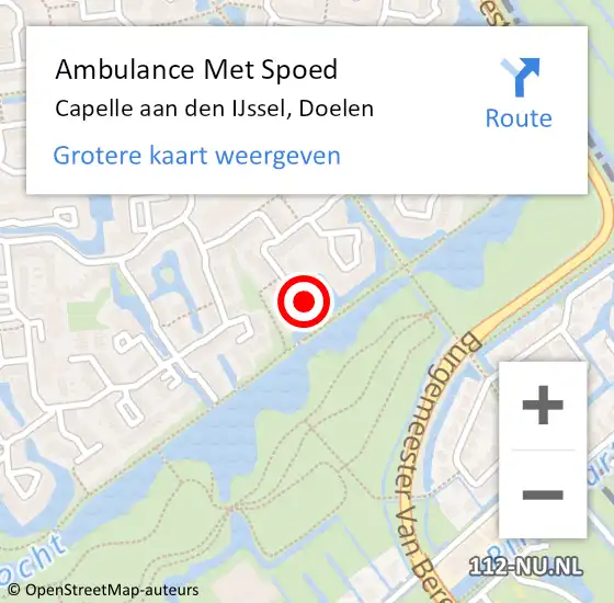 Locatie op kaart van de 112 melding: Ambulance Met Spoed Naar Capelle aan den IJssel, Doelen op 27 januari 2023 20:28