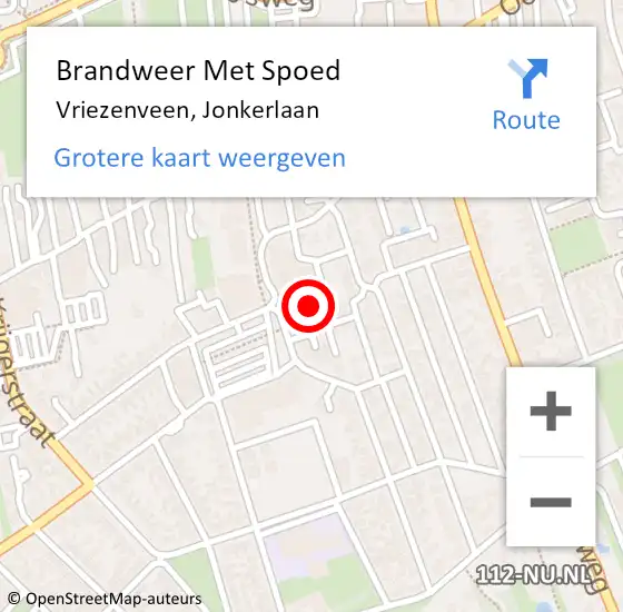 Locatie op kaart van de 112 melding: Brandweer Met Spoed Naar Vriezenveen, Jonkerlaan op 27 januari 2023 23:17