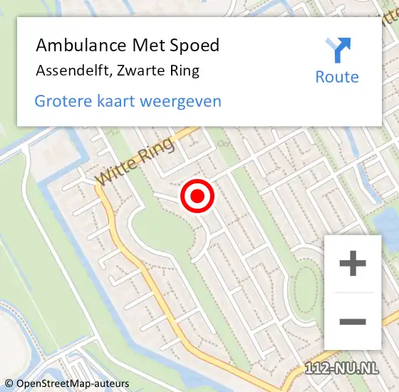 Locatie op kaart van de 112 melding: Ambulance Met Spoed Naar Assendelft, Zwarte Ring op 27 januari 2023 23:39