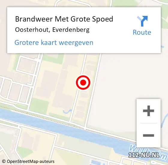 Locatie op kaart van de 112 melding: Brandweer Met Grote Spoed Naar Oosterhout, Everdenberg op 28 januari 2023 02:18
