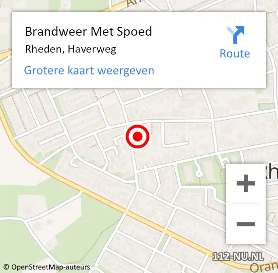 Locatie op kaart van de 112 melding: Brandweer Met Spoed Naar Rheden, Haverweg op 28 januari 2023 04:33