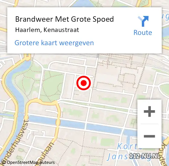 Locatie op kaart van de 112 melding: Brandweer Met Grote Spoed Naar Haarlem, Kenaustraat op 28 januari 2023 12:27