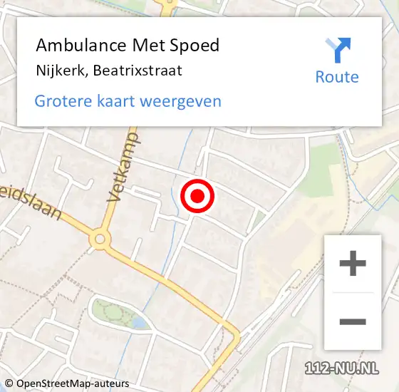 Locatie op kaart van de 112 melding: Ambulance Met Spoed Naar Nijkerk, Beatrixstraat op 11 oktober 2013 13:04