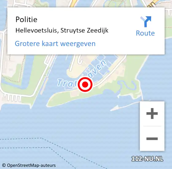 Locatie op kaart van de 112 melding: Politie Hellevoetsluis, Struytse Zeedijk op 28 januari 2023 12:54