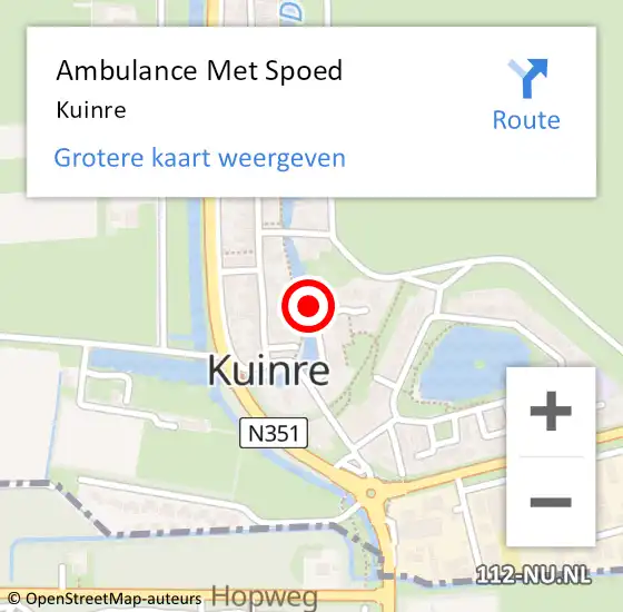 Locatie op kaart van de 112 melding: Ambulance Met Spoed Naar Kuinre op 28 januari 2023 13:03