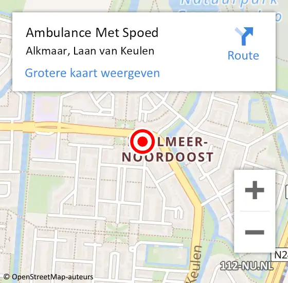 Locatie op kaart van de 112 melding: Ambulance Met Spoed Naar Alkmaar, Laan van Keulen op 28 januari 2023 13:34