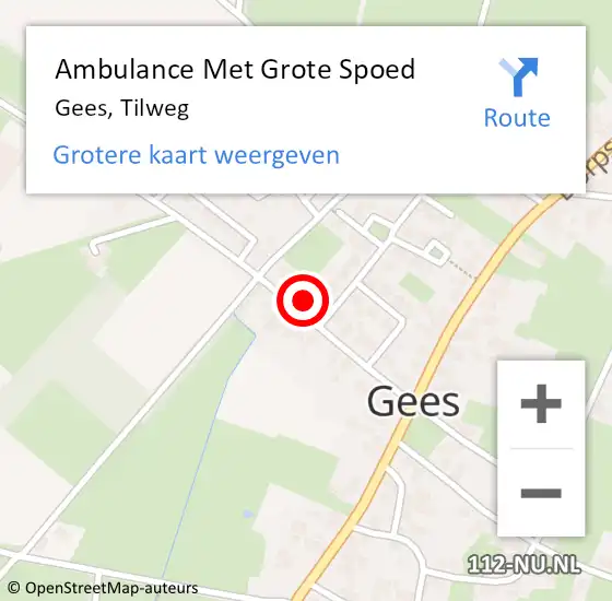 Locatie op kaart van de 112 melding: Ambulance Met Grote Spoed Naar Gees, Tilweg op 28 januari 2023 14:24