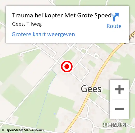 Locatie op kaart van de 112 melding: Trauma helikopter Met Grote Spoed Naar Gees, Tilweg op 28 januari 2023 14:24