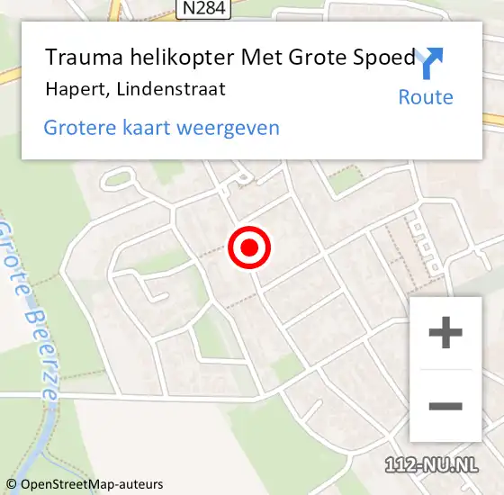 Locatie op kaart van de 112 melding: Trauma helikopter Met Grote Spoed Naar Hapert, Lindenstraat op 28 januari 2023 15:59