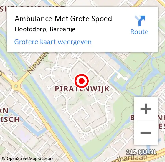 Locatie op kaart van de 112 melding: Ambulance Met Grote Spoed Naar Hoofddorp, Barbarije op 28 januari 2023 16:30