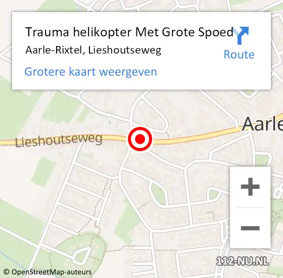Locatie op kaart van de 112 melding: Trauma helikopter Met Grote Spoed Naar Aarle-Rixtel, Lieshoutseweg op 28 januari 2023 18:51