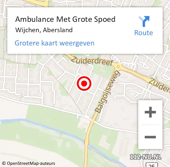 Locatie op kaart van de 112 melding: Ambulance Met Grote Spoed Naar Wijchen, Abersland op 28 januari 2023 19:01