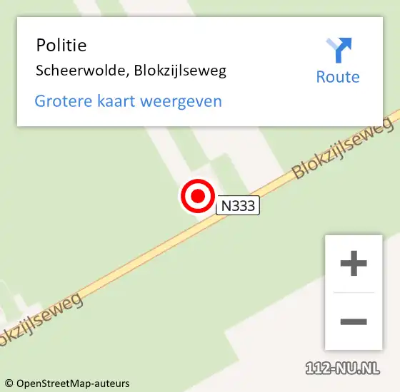 Locatie op kaart van de 112 melding: Politie Scheerwolde, Blokzijlseweg op 28 januari 2023 19:06