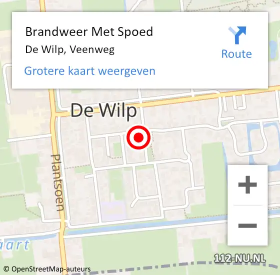 Locatie op kaart van de 112 melding: Brandweer Met Spoed Naar De Wilp, Veenweg op 28 januari 2023 20:03