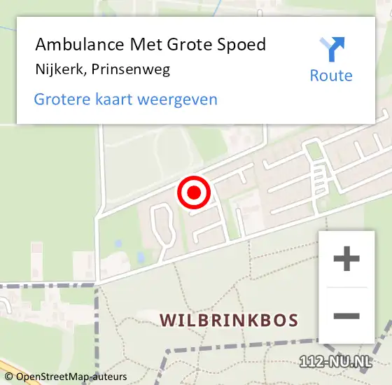 Locatie op kaart van de 112 melding: Ambulance Met Grote Spoed Naar Nijkerk, Prinsenweg op 28 januari 2023 21:50