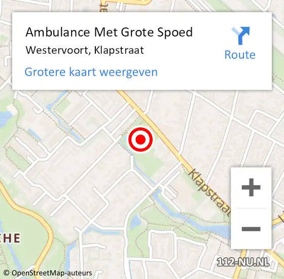 Locatie op kaart van de 112 melding: Ambulance Met Grote Spoed Naar Westervoort, Klapstraat op 28 januari 2023 23:33
