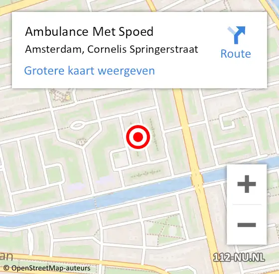 Locatie op kaart van de 112 melding: Ambulance Met Spoed Naar Amsterdam, Cornelis Springerstraat op 28 januari 2023 23:59