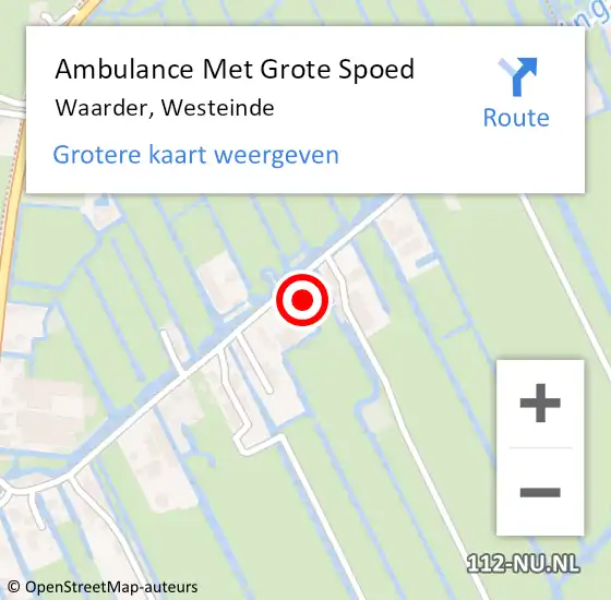 Locatie op kaart van de 112 melding: Ambulance Met Grote Spoed Naar Waarder, Westeinde op 29 januari 2023 03:02