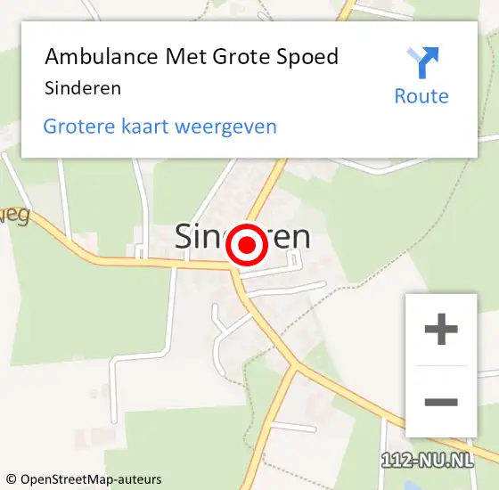 Locatie op kaart van de 112 melding: Ambulance Met Grote Spoed Naar Sinderen op 29 januari 2023 07:41