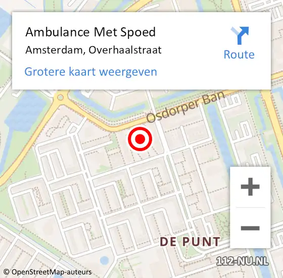 Locatie op kaart van de 112 melding: Ambulance Met Spoed Naar Amsterdam, Overhaalstraat op 29 januari 2023 12:41