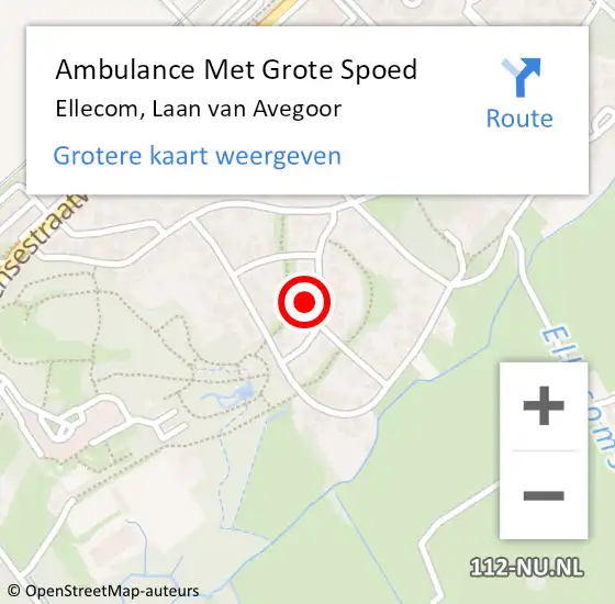 Locatie op kaart van de 112 melding: Ambulance Met Grote Spoed Naar Ellecom, Laan van Avegoor op 29 januari 2023 13:00