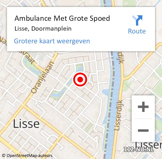 Locatie op kaart van de 112 melding: Ambulance Met Grote Spoed Naar Lisse, Doormanplein op 29 januari 2023 13:25
