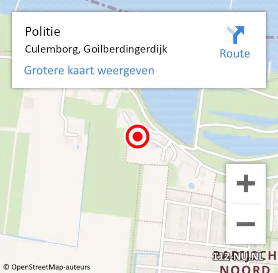 Locatie op kaart van de 112 melding: Politie Culemborg, Goilberdingerdijk op 29 januari 2023 17:01