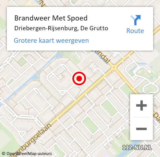 Locatie op kaart van de 112 melding: Brandweer Met Spoed Naar Driebergen-Rijsenburg, De Grutto op 29 januari 2023 17:09