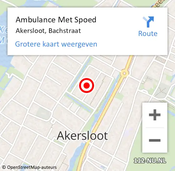 Locatie op kaart van de 112 melding: Ambulance Met Spoed Naar Akersloot, Bachstraat op 29 januari 2023 18:49