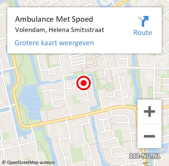 Locatie op kaart van de 112 melding: Ambulance Met Spoed Naar Volendam, Helena Smitsstraat op 29 januari 2023 19:02
