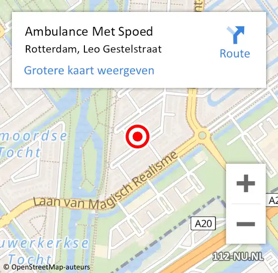 Locatie op kaart van de 112 melding: Ambulance Met Spoed Naar Rotterdam, Leo Gestelstraat op 29 januari 2023 19:43
