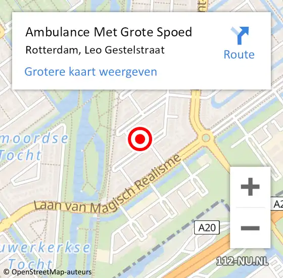Locatie op kaart van de 112 melding: Ambulance Met Grote Spoed Naar Rotterdam, Leo Gestelstraat op 29 januari 2023 19:51