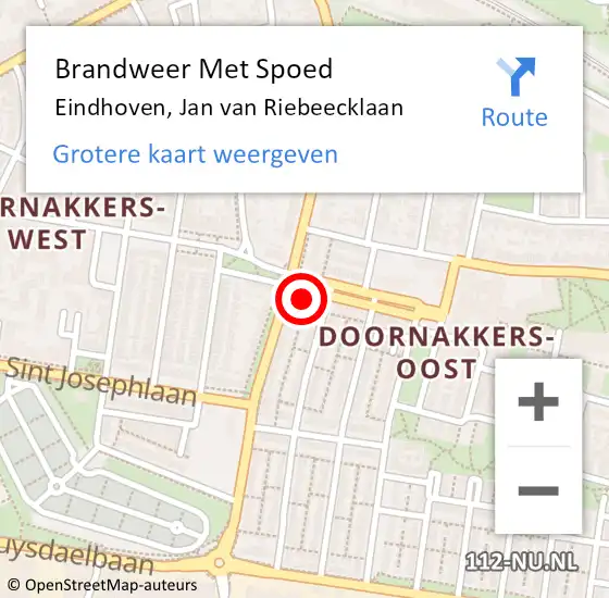 Locatie op kaart van de 112 melding: Brandweer Met Spoed Naar Eindhoven, Jan van Riebeecklaan op 30 januari 2023 01:15