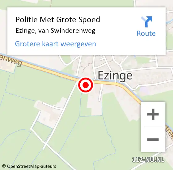 Locatie op kaart van de 112 melding: Politie Met Grote Spoed Naar Ezinge, van Swinderenweg op 30 januari 2023 06:32
