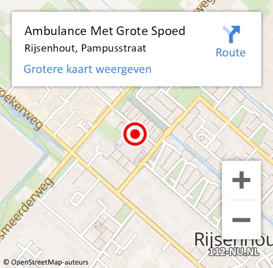 Locatie op kaart van de 112 melding: Ambulance Met Grote Spoed Naar Rijsenhout, Pampusstraat op 30 januari 2023 08:12