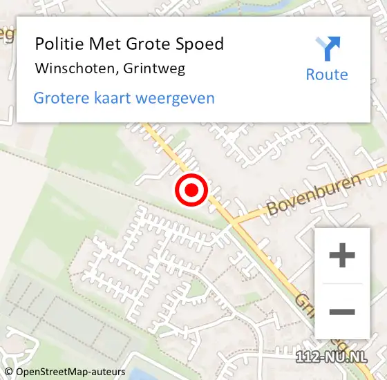 Locatie op kaart van de 112 melding: Politie Met Grote Spoed Naar Winschoten, Grintweg op 30 januari 2023 08:43