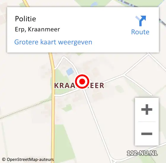 Locatie op kaart van de 112 melding: Politie Erp, Kraanmeer op 30 januari 2023 08:51