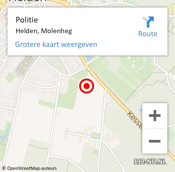 Locatie op kaart van de 112 melding: Politie Helden, Molenheg op 30 januari 2023 09:05
