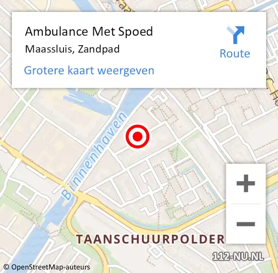 Locatie op kaart van de 112 melding: Ambulance Met Spoed Naar Maassluis, Zandpad op 30 januari 2023 09:14