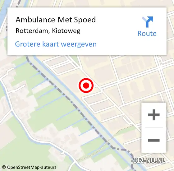 Locatie op kaart van de 112 melding: Ambulance Met Spoed Naar Rotterdam, Kiotoweg op 30 januari 2023 09:30