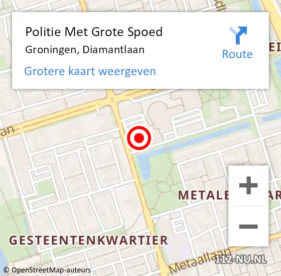 Locatie op kaart van de 112 melding: Politie Met Grote Spoed Naar Groningen, Diamantlaan op 30 januari 2023 10:41