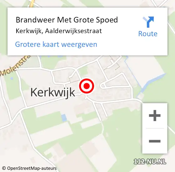 Locatie op kaart van de 112 melding: Brandweer Met Grote Spoed Naar Kerkwijk, Aalderwijksestraat op 30 januari 2023 10:46