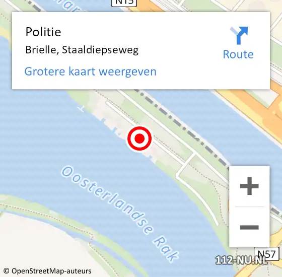 Locatie op kaart van de 112 melding: Politie Brielle, Staaldiepseweg op 30 januari 2023 14:07