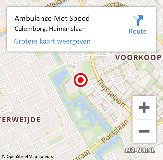 Locatie op kaart van de 112 melding: Ambulance Met Spoed Naar Culemborg, Heimanslaan op 30 januari 2023 14:48