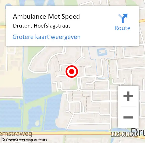 Locatie op kaart van de 112 melding: Ambulance Met Spoed Naar Druten, Hoefslagstraat op 30 januari 2023 16:35